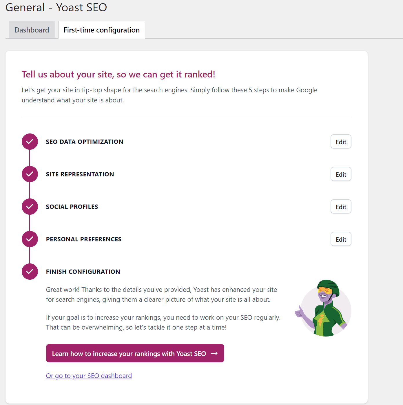 Yoast SEO General Configuration