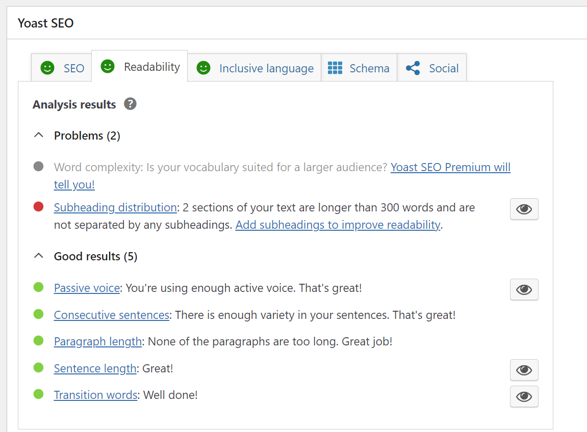 Yoast SEO Readability